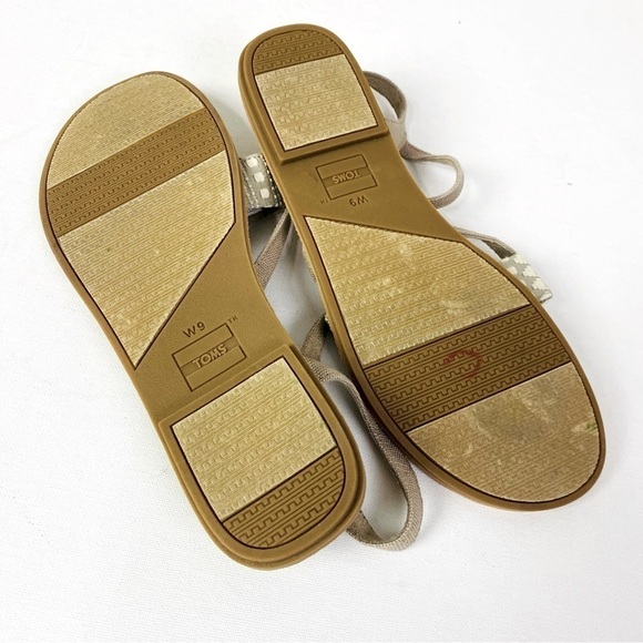 Toms Tan Lexie Sling Back Canvas Sandals Size W9 - Picture 5 of 5